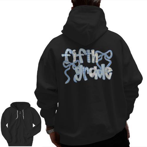 Fifth Grade Team Coquette Bow 5th Grade Teacher Girl Kid Men Zip Up Hoodie Back Print - teacherstshirts.com AU