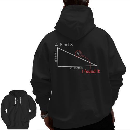 Find X Math Teacher Graphic Sarcastic Novelty Dad Joke Men Zip Up Hoodie Back Print - teacherstshirts.com CA