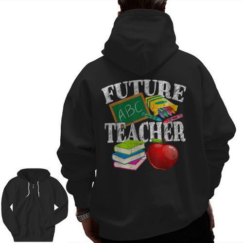 Future Teacher With Canyon And Book Teacher Men Women Girls Kids Men Zip Up Hoodie Back Print - teacherstshirts.com UK