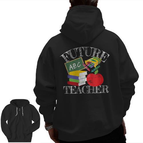 Future Teacher Costume Tee For Men Women Adults And Kids Men Zip Up Hoodie Back Print - teacherstshirts.com DE