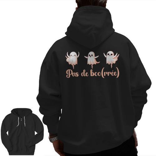 Ghost Ballet Dancer Halloween Dance Teacher Pas De Boo-Rée Men Zip Up Hoodie Back Print - teacherstshirts.com CA