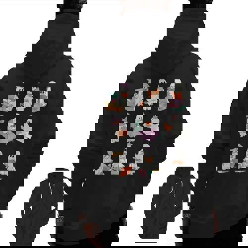 Ghost Book Reading Halloween Books Lover Teacher Kids Men Zip Up Hoodie Back Print - teacherstshirts.com