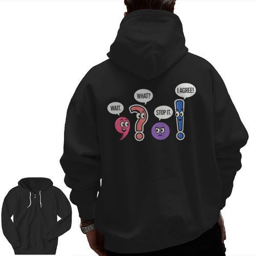 Grammar Teacher Wait What Stop It I Agree Humor Men Zip Up Hoodie Back Print - teacherstshirts.com