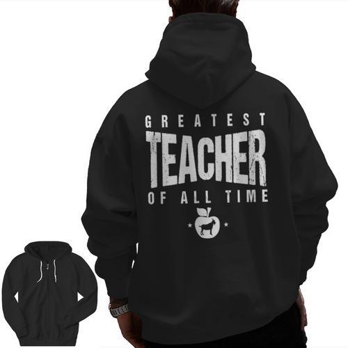 Greatest Teacher Of All Time Teachers Day 1 Teacher Goat Men Zip Up Hoodie Back Print - teacherstshirts.com DE