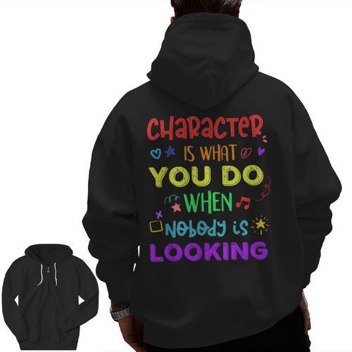 Growth Mindset Teacher Positive Message Inspirational Quote Men Zip Up Hoodie Back Print - teacherstshirts.com AU