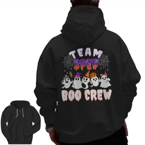 Halloween Costume Team SPED Teacher Special Education Men Zip Up Hoodie Back Print - teacherstshirts.com UK