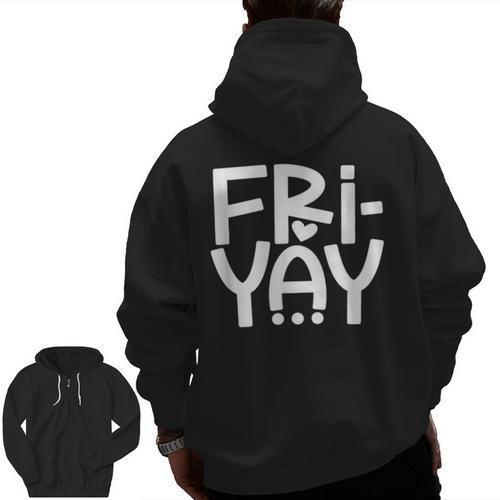 Happy Friyay Teacher Shirt Cute Teacher Fashion Fri-Yay Men Zip Up Hoodie Back Print - teacherstshirts.com UK