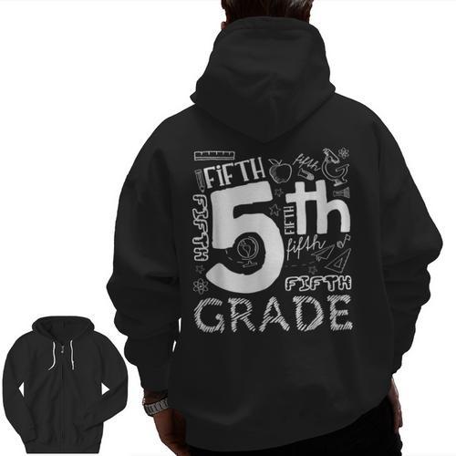 Hello 5th Grade Here I Come Teacher Fifth Grade Boys Girls Men Zip Up Hoodie Back Print - teacherstshirts.com UK
