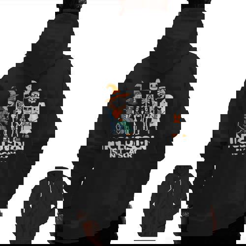 Inclusion Isn&#x27;t Scary SLP Halloween Costume Sped Teacher Men Zip Up Hoodie Back Print - teacherstshirts.com