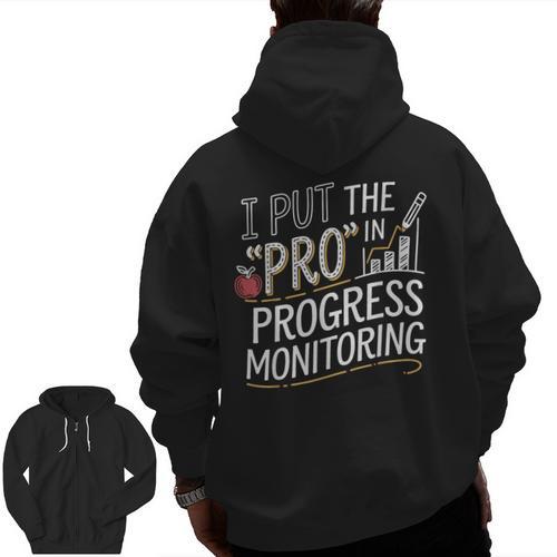 Intervention Teacher Progress Monitoring Intervention Men Zip Up Hoodie Back Print - teacherstshirts.com