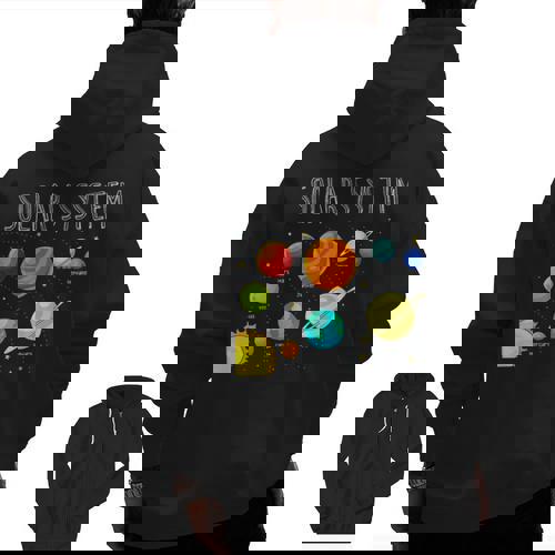 Kids Solar Systems Cute Planets Space Science Teacher School Men Zip Up Hoodie Back Print - teacherstshirts.com