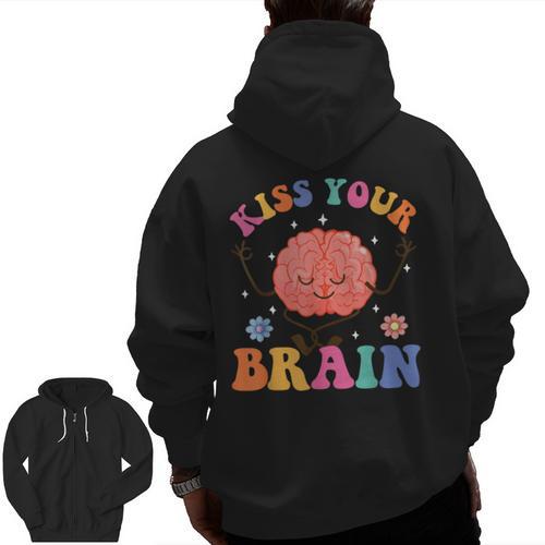 Kiss Your Brain Sped Teacher Appreciation Back To School Kid Men Zip Up Hoodie Back Print - teacherstshirts.com