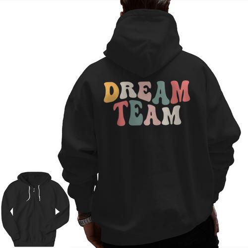 Last Day Of School Back To School Dream Team Teacher Kids Men Zip Up Hoodie Back Print - teacherstshirts.com