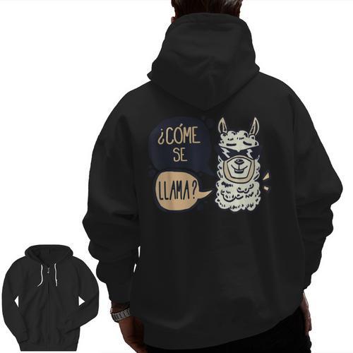 Llama Shirt English Teacher School Student ESL Joke Men Zip Up Hoodie Back Print - teacherstshirts.com DE