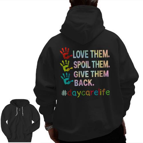 Love Daycare Provider Childcare Teacher Tie Dye Men Zip Up Hoodie Back Print - teacherstshirts.com CA