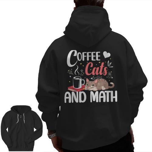 I Love Math Cats And Coffee Heart Mathematics Teacher Men Zip Up Hoodie Back Print - teacherstshirts.com DE