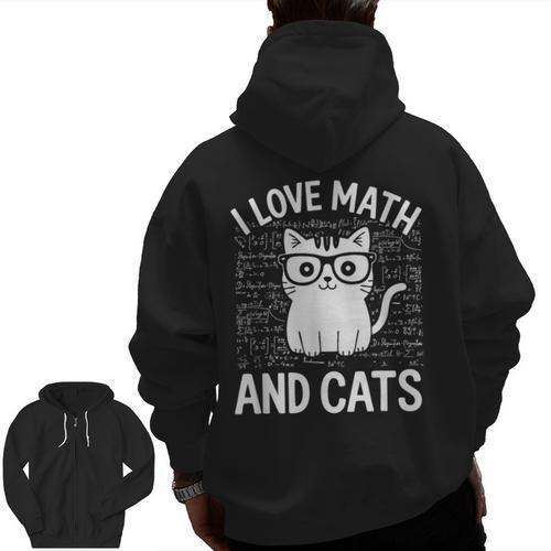 Math And Cats Apparel For Teachers Students Cat Lovers Men Zip Up Hoodie Back Print - teacherstshirts.com UK