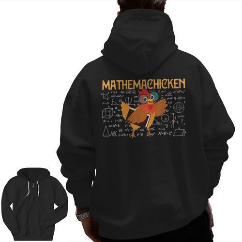 Math Nerd The Mathemachicken a Math Teacher Men Zip Up Hoodie Back Print - teacherstshirts.com