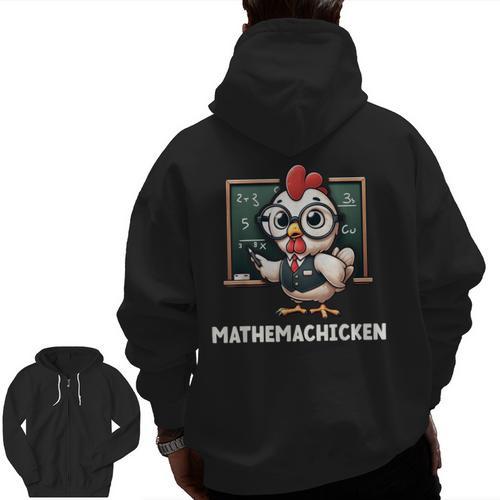 Math Teacher Chicken Mathemachicken Pun Men Zip Up Hoodie Back Print - teacherstshirts.com