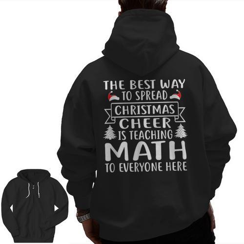 Math Teacher Christmas Mathematics Teacher Men Zip Up Hoodie Back Print - teacherstshirts.com DE