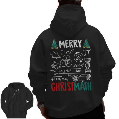 Merry Christmath – Math Christmas For Math Teacher For Men Women Kids Men Zip Up Hoodie Back Print - teacherstshirts.com