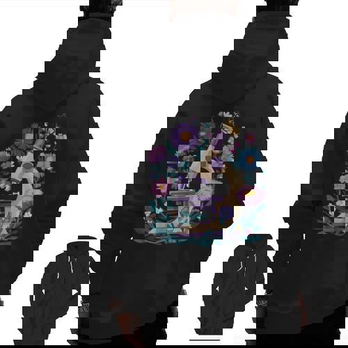 Microscope Flower Butterfly Biology Science Teacher Student Men Zip Up Hoodie Back Print - teacherstshirts.com