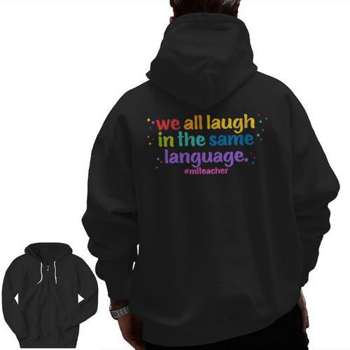 ML Teacher Men Zip Up Hoodie Back Print - teacherstshirts.com AU
