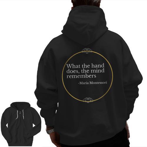 Montessori Children Grow In The Hands Of Teachers Men Zip Up Hoodie Back Print - teacherstshirts.com