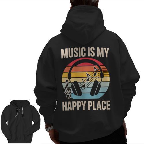 Music For Men Women Music Teacher Music Lover Men Zip Up Hoodie Back Print - teacherstshirts.com UK