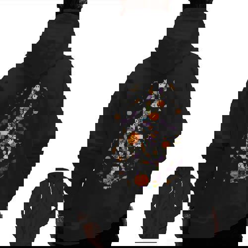 Music Note Symbol Halloween For Music Teacher Musicians Men Zip Up Hoodie Back Print - teacherstshirts.com