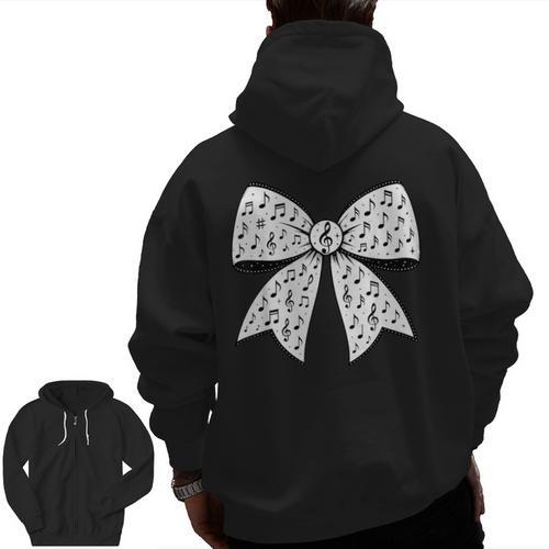 Music Notes Coquette Bow Music Teacher School Musician Band Men Zip Up Hoodie Back Print - teacherstshirts.com AU