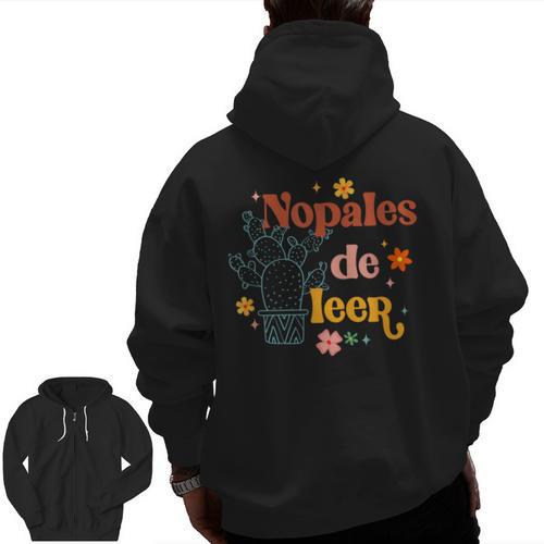 Nopales De Leer Spanish Teacher Maestra Cactus Bilingual Men Zip Up Hoodie Back Print - teacherstshirts.com AU