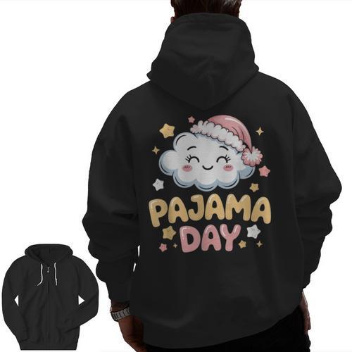 Pajama Day School Spirit Week Fun Cloud Teacher Men Zip Up Hoodie Back Print - teacherstshirts.com AU