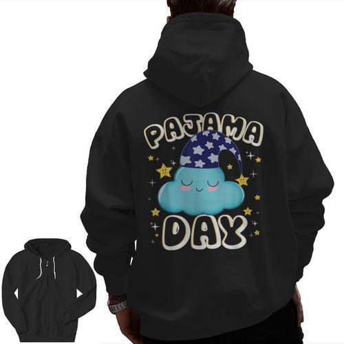 Pajama Day School Spirit Week Fun Cloud Teacher Student Men Zip Up Hoodie Back Print - teacherstshirts.com AU