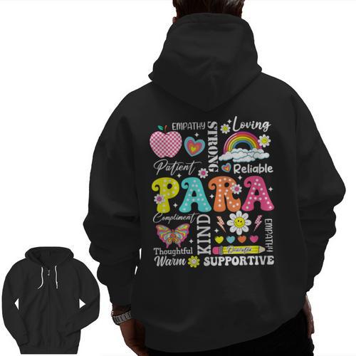 Paras Make It Possible Paraprofessional Paraeducator Teacher Men Zip Up Hoodie Back Print - teacherstshirts.com UK