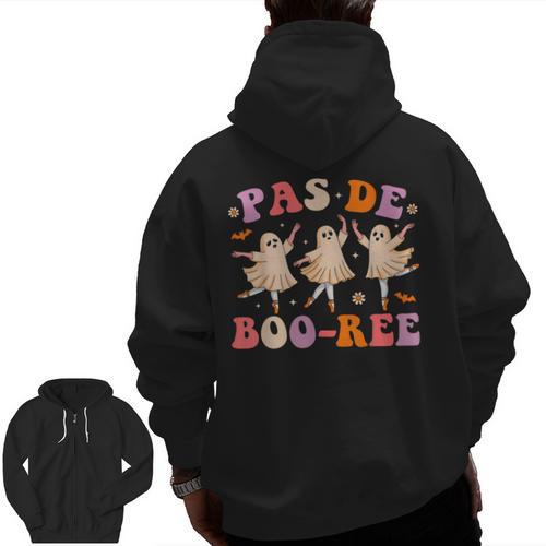 Pas De BOO-Rée Ballet Ghost Dancer Dance Teacher Halloween Men Zip Up Hoodie Back Print - teacherstshirts.com CA