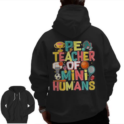 PE Teacher Back To School Physical Education Gym Teachers Men Zip Up Hoodie Back Print - teacherstshirts.com
