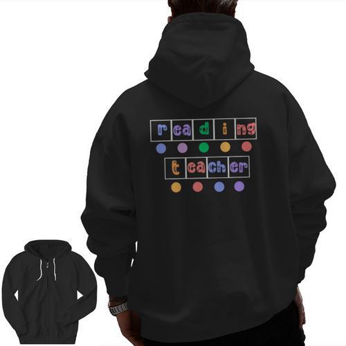 Phonics Reading Teacher Science Of Reading Literacy Coach Men Zip Up Hoodie Back Print - teacherstshirts.com AU