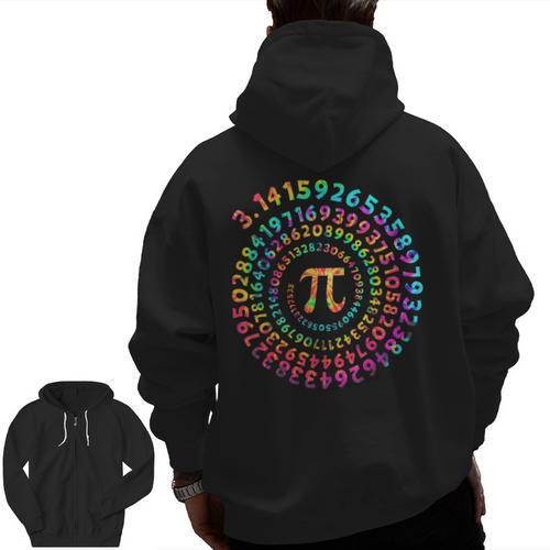Pi Day Math Teacher Tie Dye Spiral Pi 314 Pi Day Men Zip Up Hoodie Back Print - teacherstshirts.com