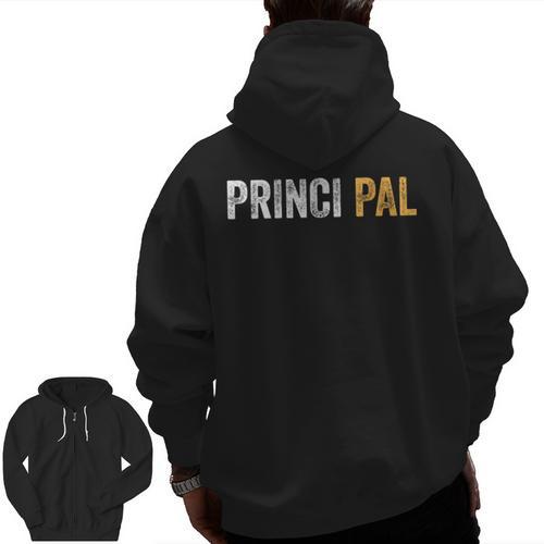 Principal School Teacher Friend Men Women Men Zip Up Hoodie Back Print - teacherstshirts.com CA