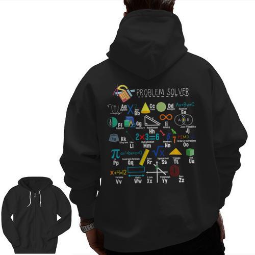 Problem Solver Math Alphabet ABC Teacher Students Men Zip Up Hoodie Back Print - teacherstshirts.com AU