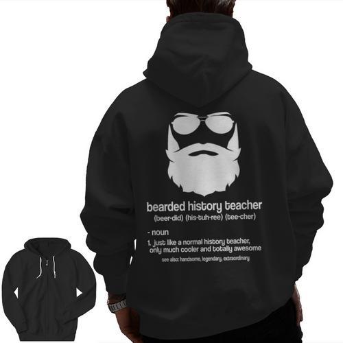 Professor Ancient Teaching Education Bearded History Teacher Men Zip Up Hoodie Back Print - teacherstshirts.com