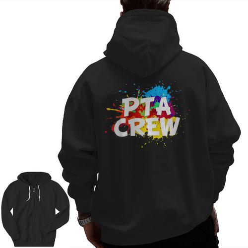 PTA Crew Back To School Volunteer Board Mom Parent Teacher Men Zip Up Hoodie Back Print - teacherstshirts.com AU