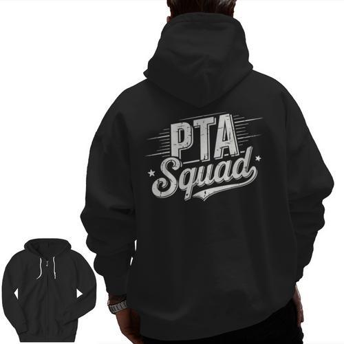PTA Squad Parent Teacher Association Back To School Teacher Men Zip Up Hoodie Back Print - teacherstshirts.com UK