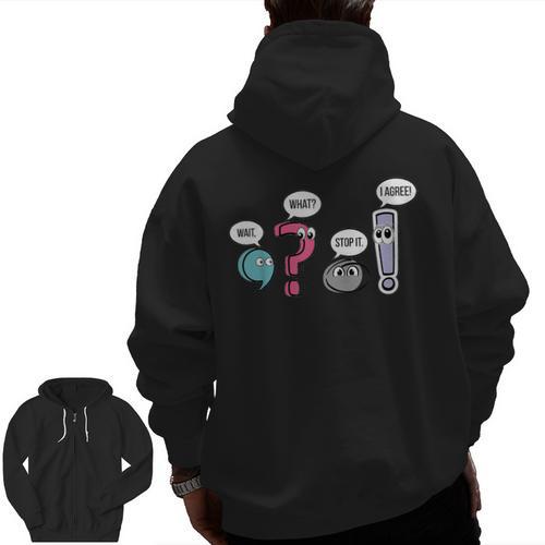 Punctuation English Teacher Wait What Stop It I Agree Men Zip Up Hoodie Back Print - teacherstshirts.com