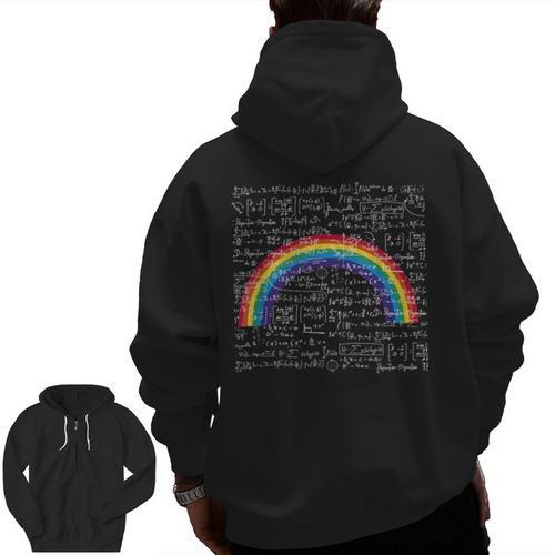 Rainbow Math Equation Teacher Nerd Retro LGBT Gay Pride Flag Men Zip Up Hoodie Back Print - teacherstshirts.com