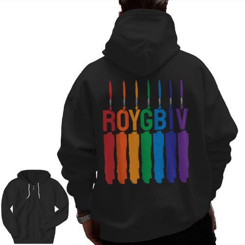 Rainbow Roygbiv Kids Artist Costume Art Teacher Men Zip Up Hoodie Back Print - teacherstshirts.com CA