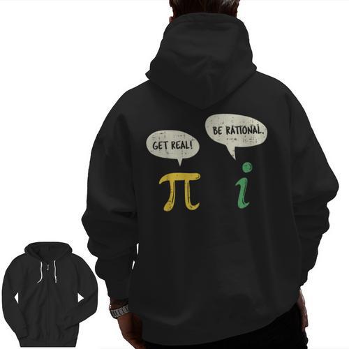 Get Real Be Rational Shirt Pi Math Teacher Geek Men Zip Up Hoodie Back Print - teacherstshirts.com DE