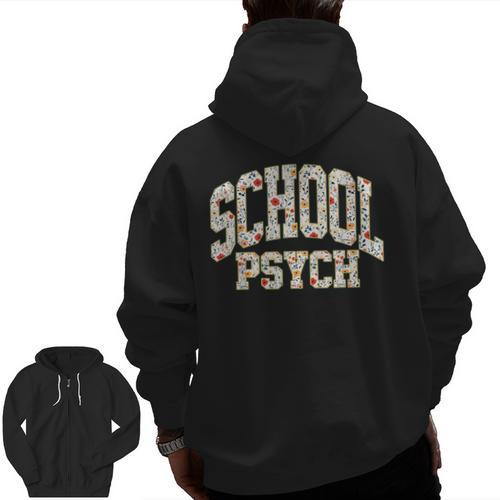 Retro Wildflower School Psych Teacher School Psychologist Men Zip Up Hoodie Back Print - teacherstshirts.com UK