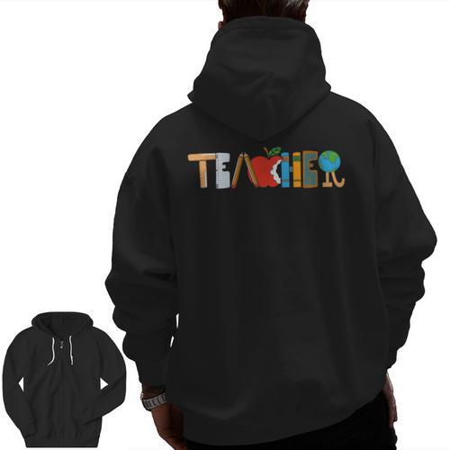 School Teacher Men And Women Back To School Teachers Men Zip Up Hoodie Back Print - teacherstshirts.com